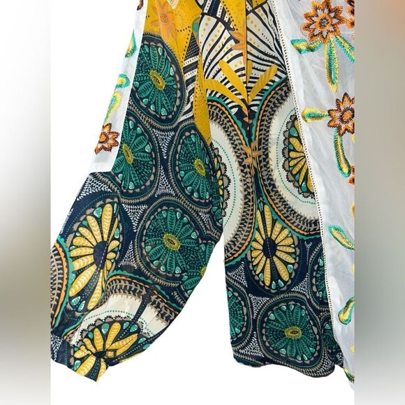 KAS WOMENS FLORAL EMBROIDERED PULLOVER‎ TUNIC TOP IN YELLOW Size Small - Picture 4 of 9